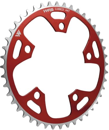 WFS Pulsar WFS3076-BO Kettenblatt 44T 1/8 Zoll 110 mm BCD 5 Armloch Old School BMX Single Speed Fixie, Rot