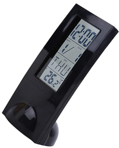 Cabilock Elektronische Uhr Mit Temperaturanzeige Und Kalenderfunktion Digitalanzeige Für Home Desktop Wecker Mit Schlummerfunktion Format Anzeige Schwarz