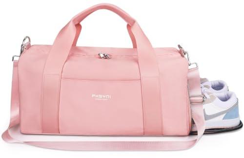 Borsa Palestra Donna & Uomo,Adulti Borsa Sportiva con Porta Scarpe e Tasca Umida da Viaggio, Sport, Fitness, Piscina(Rosa,19 Size(49 CM))