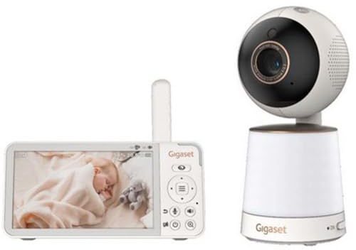 Gigaset Baby 500 Video – Video-Babyphone mit HD-Videoübertragung – sichere FHSS-Technologie – 5 LCD IPS Bildschirm-Lange Akkulaufzeit-Farbiger Nachtsichtmodus, Cream White/Bronze [Deutsche Version]