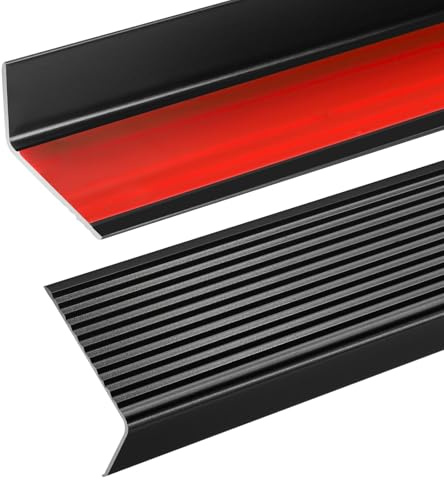 Orechic Black 36 Metal Stair Nosing, Heavy-Duty Aluminum Self-Adhesive Stair Edge Protector for Indoor/Outdoor Stairs, Non-Slip Tread Cover, L- Molding(36 x 0.8 x 1.6 in, 2Pcs)