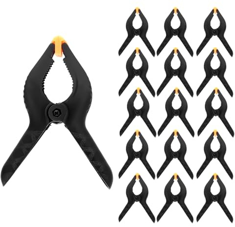 ZOENHOU 24 Abrazaderas de Resorte Nylon 15,5 cm - Pinzas de Sujeción Plástico para Carpintería, Fondos Fotográficos, Lienzos - Color Negro