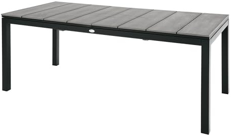 di volio Gartentisch ausziehbar 200-300 cm Aluminium für 12 Gäste Barleta | Kunstholzplatte, 2 Nivellierfüße, Klappsystem, 150 kg belastbar, UV-beständig, korrosionsbeständig, pflegeleicht