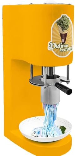 ylpddmm EIS- und Softeismaschine, Multi-Form-Spaghetti-Eispresse mit 4 austauschbaren Formen, 80-W-Eispresse, Edelstahl,Yellow