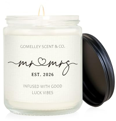GOMELLEY Mr and Mrs Gifts, Wedding Gifts, Engagement Bridal Shower Gift for Bride and Groom, Handmade Lavender Wedding Candle(7oz)