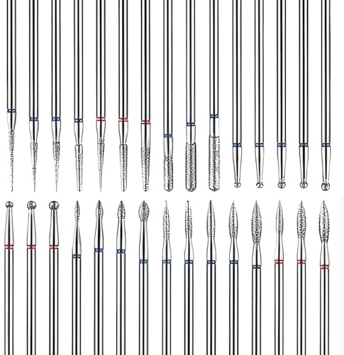 Set di 30 Fresa per Unghie in Diamante, Punta Fresa Rimozione Gel e Per Cuticole, Strumenti per Unghie per Manicure, Pedicure, Casa e Salone