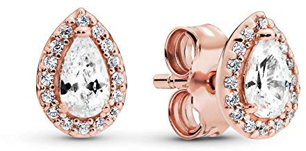 Pandora Timeless Women's 14k Rose Gold-Plated Teardrop Halo Cubic Zirconia Stud Earrings, No Box