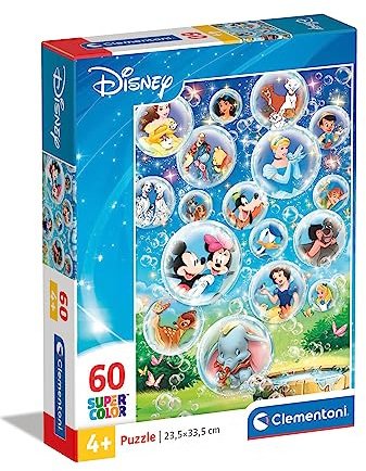 Clementoni 26049 Supercolor Disney Classic – Puzzle 60 Teile ab 4 Jahren, buntes Kinderpuzzle mit besonderer Leuchtkraft & Farbintensität, Geschicklichkeitsspiel für Kinder