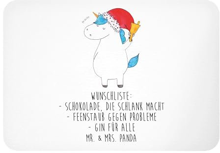 Mr. & Mrs. Panda Pinnwandmagnet Einhorn Weihnachtsmann - Geschenk, bildmagnet, zettelhalter, Nikolaus, magnet, Dekomagnet, Kühlschrankmagnet, Weihnachten, Wunschliste, Notizhalter, Schokolade, Unicorn