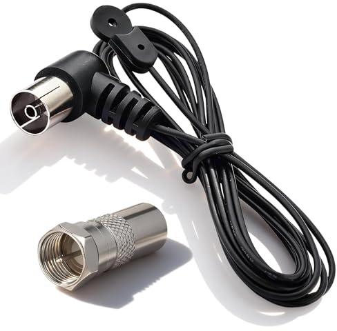 Bingfu UKW Wurfantenne, 75 Ohm FM Dipolantenne mit Koax-Kupplung | Radio-Zimmerantenne mit F-Stecker-Adapter für Stereo-Receiver, AV-Receiver, HiFi-Tuner und Home-Audio-Systeme