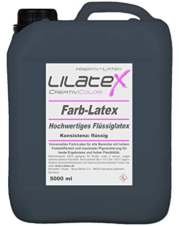 5 Liter Lilatex farbiges Flüssiglatex/Farblatex/Latexmilch - dünnflüssiges Naturlatex in ANTHRAZIT