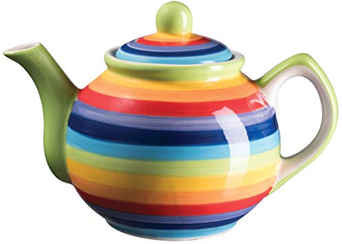 Purity Style Hand Painted Rainbow Stripe Small Teapot