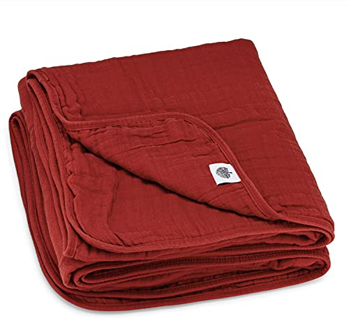 Parker Baby Co. Soft Baby Quilt Blanket for Nursery & Tummy Time - Crimson
