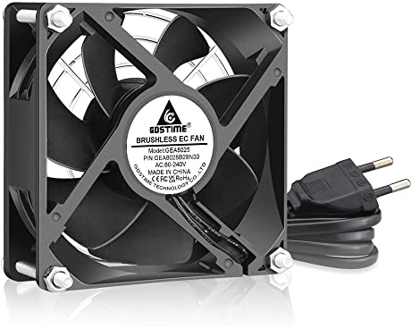 GDSTIME Ventilateur EC 230 V 80 mm - 220 V - Double roulement à billes - 80 x 25 mm - Ventilateur axial AC - 80 x 80 - 2800 tr/min - Refroidissement sans balais