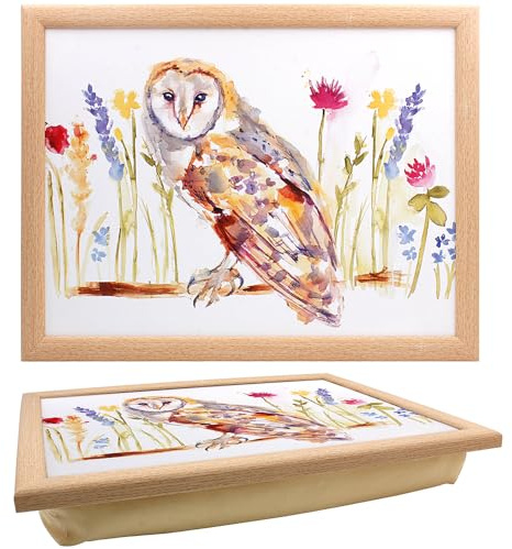 Owl Cushioned Lap Tray with Bean Bag Base, 44 x 33 cm | Owl design, cushioned bean bag base, 44 x 33 cm, for TV dinners, laptops, snacks and bird lover gifts
