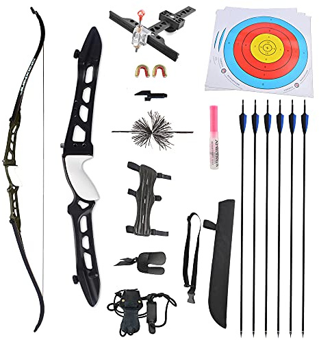 SHARROW 68 Zoll Take-Down Recurvebogen Set 18-40 Lbs Zielscheibe BogenschießEn Jagdbogen Pfeil Und Bogen Erwachsene Sportbogen für Jagd Hunting Jugendliche DraußEn Spielzeug (Schwarz Bogenset, 18Lbs)