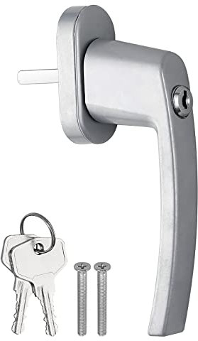 AUTOUTLET Fenstergriffe abschließbar, 1pcs Fenstersicherung Kinder Fensterschloss Aluminium in Stiftlänge 35mm, abschliessbarer Fenstergriff mit 2 Schlüsseln für Fenstertür Balkontür usw(Grau)