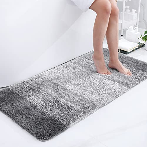 smiry Luxurious Microfiber Bath Mat 60 x 120 cm Bathroom Mat Grey