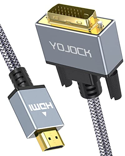 YOJOCK HDMI auf DVI Kabel 3m, HDMI DVI Adapter Kabel Bidirektionales DVI-D 24+1/High Speed HDMI Kabel, 1080p/Full HD Digitales Videokabel für Raspberry Pi, Roku, Xbox One, Laptop, Blue-Ray