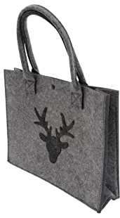 CB Home & Style Filztasche Hirschkopf Hirsch Einkaufstasche Tasche Shopper ca. 35 x 10 x 28 cm Einkaufskorb