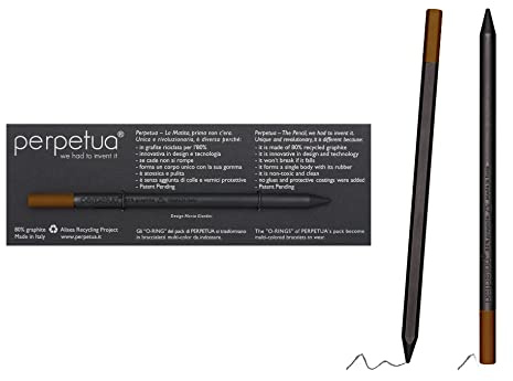 Perpetua Crayon HB ergonomique en graphite recyclé et caoutchouc coloré, idée cadeau écologique, Lapis hb dessin professionnel, artistique et à écrire, crayon presque infini, gadgets utiles
