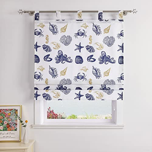 SCHOAL Raffrollo mit Schlaufen Landhaus Raffgardinen Wohnzimmer Gardinen Küche Blickdicht Schlaufenrollo Fenstergardine 1 Stück BxH 120x140cm Muster #3