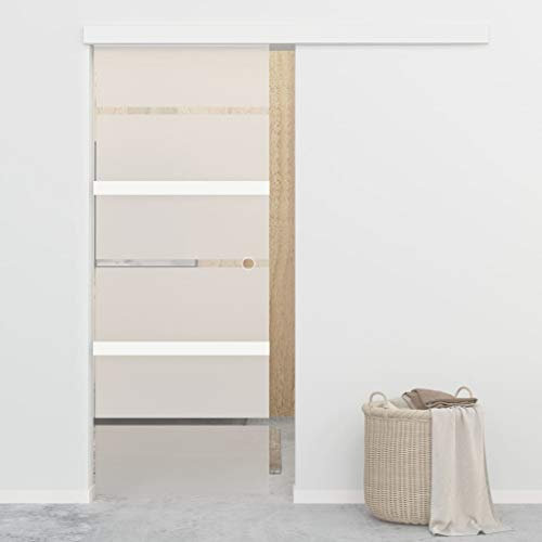 HOMIUSE Schiebetür mit Softclose ESG-Glas und Aluminium 76x205 cm Glasschiebetür Glasschiebetüren Innen Sliding Door Türen Innen Matte Design Schutz Der Privatsphäre Sicher und Langlebig
