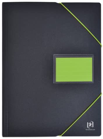 OXFORD Protège-Documents Students A4 200 vues / 100 Pochettes Couverture Polypro Bicolore Noir/Vert