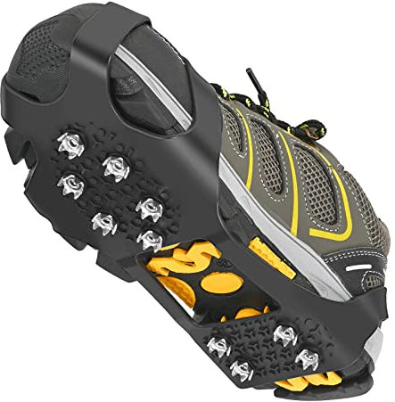 Grectek GT10 Steigeisen leichte EIS- und Schnee-Grip-Stollen über Schuh-/Stiefel-Traktionsstollen zum Hineinschlüpfen in Stretch-Schuhe (Large)