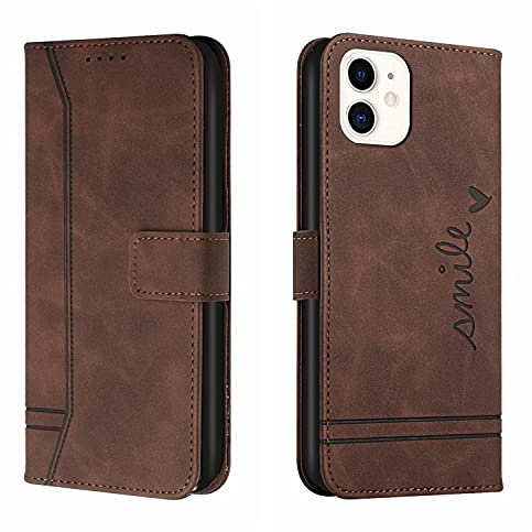 Trugox Handyhülle für Apple iPhone 12 Mini Hülle Klappbar Klapphülle mit Kartenfach Handytasche Handy Schutzhülle Tasche Leder Wallet Flip Case Slim Book Cover - Braun
