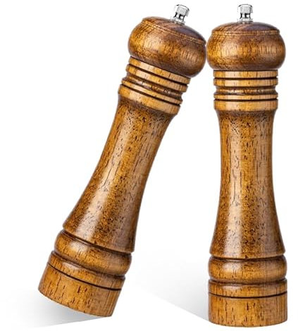 2stk Salz und Pfeffermühle Holz Mühle Gewürzmühle Salzmühlen Pfeffermühlen Set Mit Verstellbarem Keramikmahlwe Mahlwerk 8 Zoll Pfeffer Küchenhelfer Pfeffer Salzmühle Set geschenkidee (2stk 8 zoll)