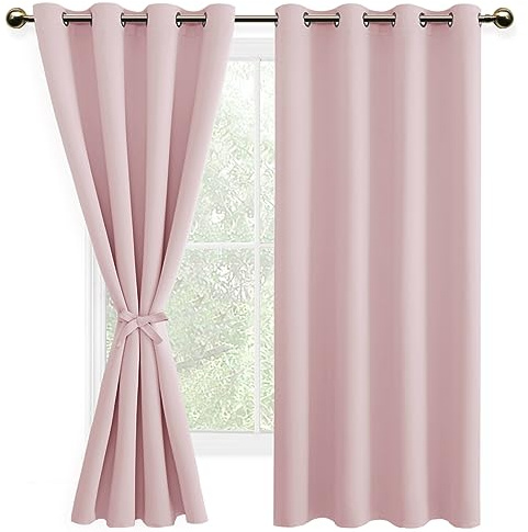 DWCN Blickdichte Vorhänge Verdunkelungsgardinen mit Ösen 2 Stücke | Blush Rosa, 175x140cm(HxB), Ösenvorhang Gardinen Thermogardine für Wohnzimmer Schlafzimmer Abdunkelnde Vorhang