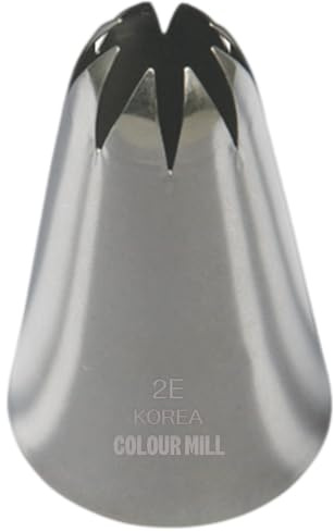 Colour Mill Stainless Steel Piping Tip 2E: Medium 8-Petal Drop Flower with Top Opening 14mm