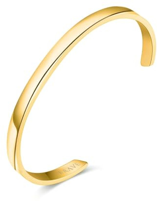 MARLION JEWELS Bracelet homme original élégant très large et fin. Bracelet en acier chirurgical plaqué or/argent pour homme idéal comme cadeau pour votre partenaire. Bijoux homme (Plaqué or)