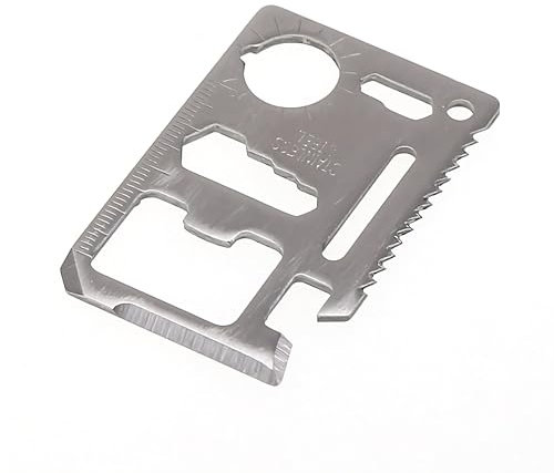 Formato carta multitool 11 in 1 | acciaio inossidabile | multifunzionale Portmonee | Strumento di emergenza | Adatto per campeggio e escursioni | Cacciavite sega coltello ecc. (dimensioni della carta)