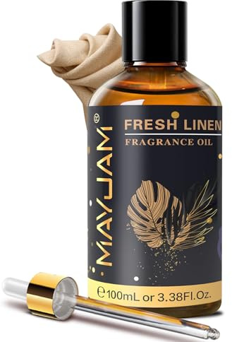 MAYJAM Fragrance Oil - 100ML Fresh Linen Aromatherapy Oils | with Glass Dropper, Long Lasting Aroma, Diffuser Oil for Humidifier, Diffuser, Making Candle, Soap and Bath Bombs