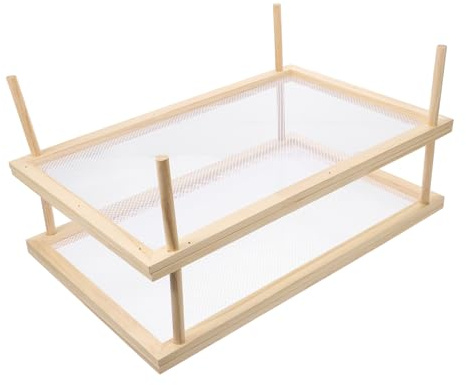 Holz Spaghetti Regal für Haushalt in Beige für Küche | Stabil und Fest, Leicht zu Bedienen, Schlichte Optik, für Innenbereich