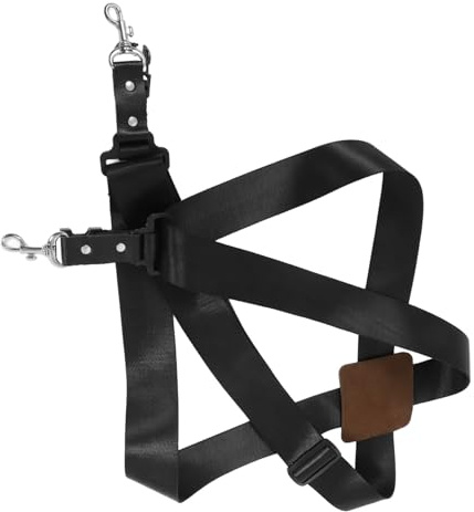 Verstellbarer Trommelgurt aus Leder für Snare Drum und Wassertrommel | Schwarzer Schultergurt, Anti Rutsch Design, Entlastet Druck, mit Schnalle, für Erwachsene und Kinder