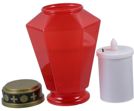 OFFSCH Led Solar Cross Candle Lighted Grave Lamp for Garden Church Cemetery Decor Flameless Led Bulb Outdoor Memorial Tribute Candle