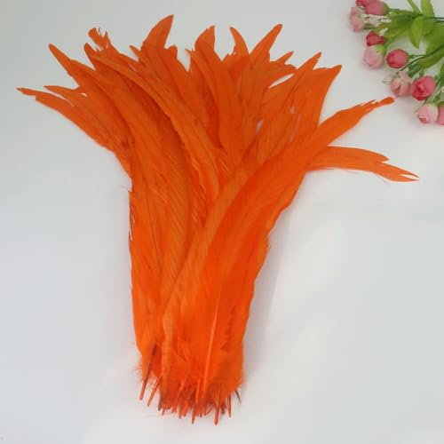 GUOZHAN 50 Teile/los Rooster Federn Karneval Federn für Dekoration 25-40cm und Zubehör für die Tabelle Nähen Huhn Feder Kleid
