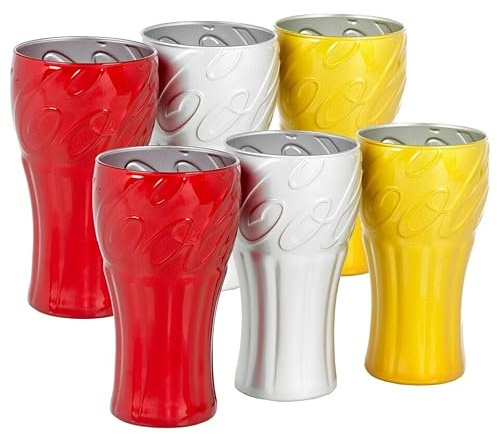 Queensway Home & Dining 350ml Hi Ball Drinking Glasses Mirror Metallic Coloured Design for Cola, Cocktails, and Beverages, Modern Drinkware Perfect for Parties, Home Use & Special Occasions (Set of 6)