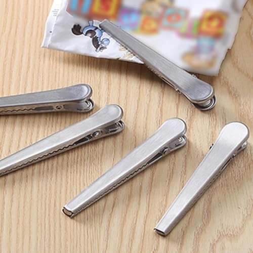 5Pcs Stainless Steel Airtight Sealing Clips, Strong Grip Food Bag Clips for Bread Cereal Chips Kitchen Storage Organization