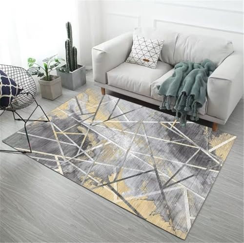 RUGMRZ Teppischsclafzimmer 70x140CM jugendzimmer Teppich Jungen Teenager mädchen Grau Pflegeleichter moderner gestreifter Wohnzimmerteppich