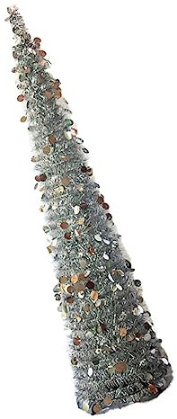 Amosfun 1pezzi Albero di Natale in Pet Pieghevole Telescopico da Decorazione per Casa per Feste di Natale Argento