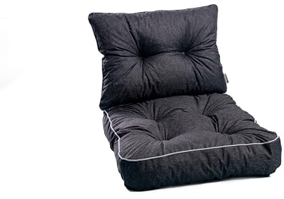 TexDeko® Loungekissen Gartenpolster Set mit Rückenkissen für Rattanmöbel Gartenkissen Premium, Wasserabweisende Polsterauflage Sitzkissen Gartenmöbel 80x80x12cm + 80x40x12cm (Schwarz)