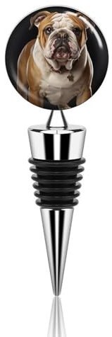 English-Bulldog Bottle Stopper Beverage Bottle Sealer Reusable Wine Stopper Personalised Champagne Stopper Unique Wine Bottle Corks Keep Fresh Suitable for Standard