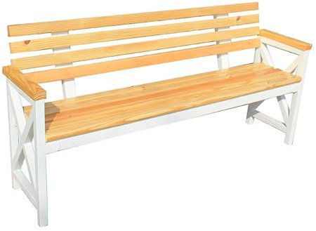 KXJPIZIYB Gartenbank für Draußen, Terrassenbank mit Armlehnen und Rückenlehne, Außenbank, Tragkraft 300kg, für Drinnen und Draußen, Veranda, Hinterhof, Balkon(White,100cm)