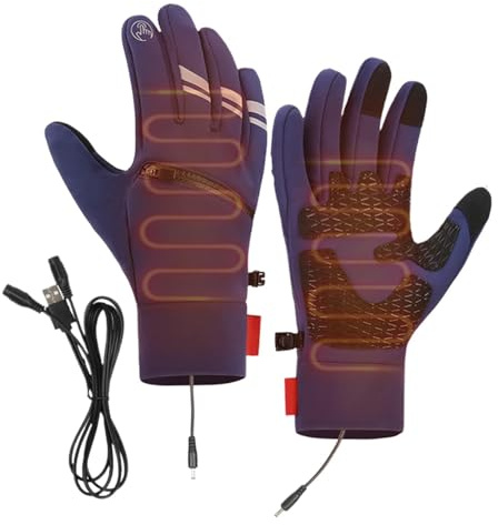 Gants chauffants USB – Gants de ski flexibles pour | Gants chauffants en tissu imperméable | Gants chauffants USB pour le cyclisme | Gants thermiques coupe-vent pour pour homme et