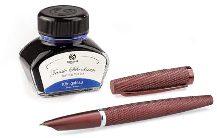 Diplomat Viper Füllfederhalter braun mit verdeckter Edelstahlfeder F/M und Füllhaltertinte Königsblau