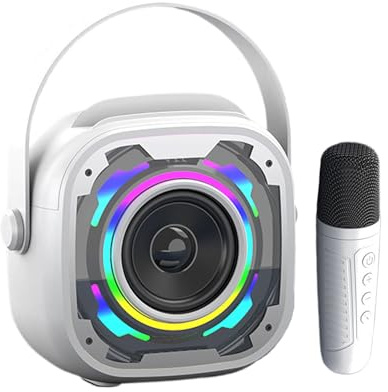 Lunaobrik Altoparlante portatile con microfono, macchina per karaoke, Combo di altoparlanti per microfono - Dispositivi di canto a mano con manico e luci RGB, amplificatore musicale per casa, festa,